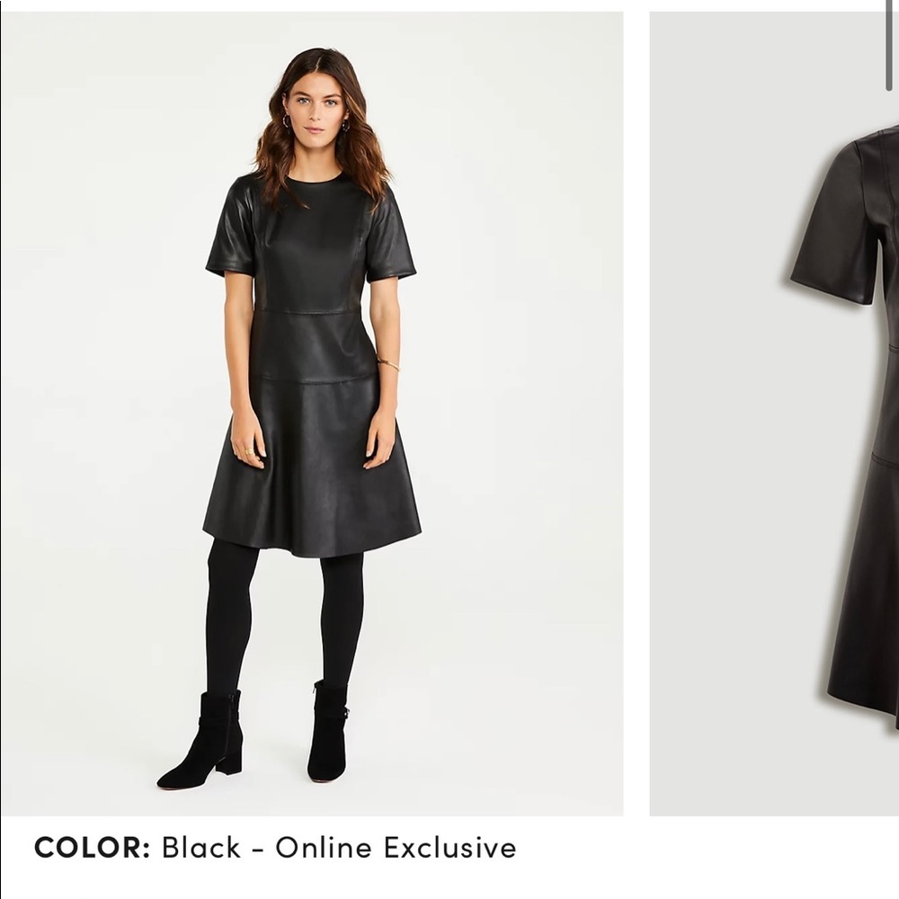 NWT Ann Taylor Faux Leather Dress - Black -8P